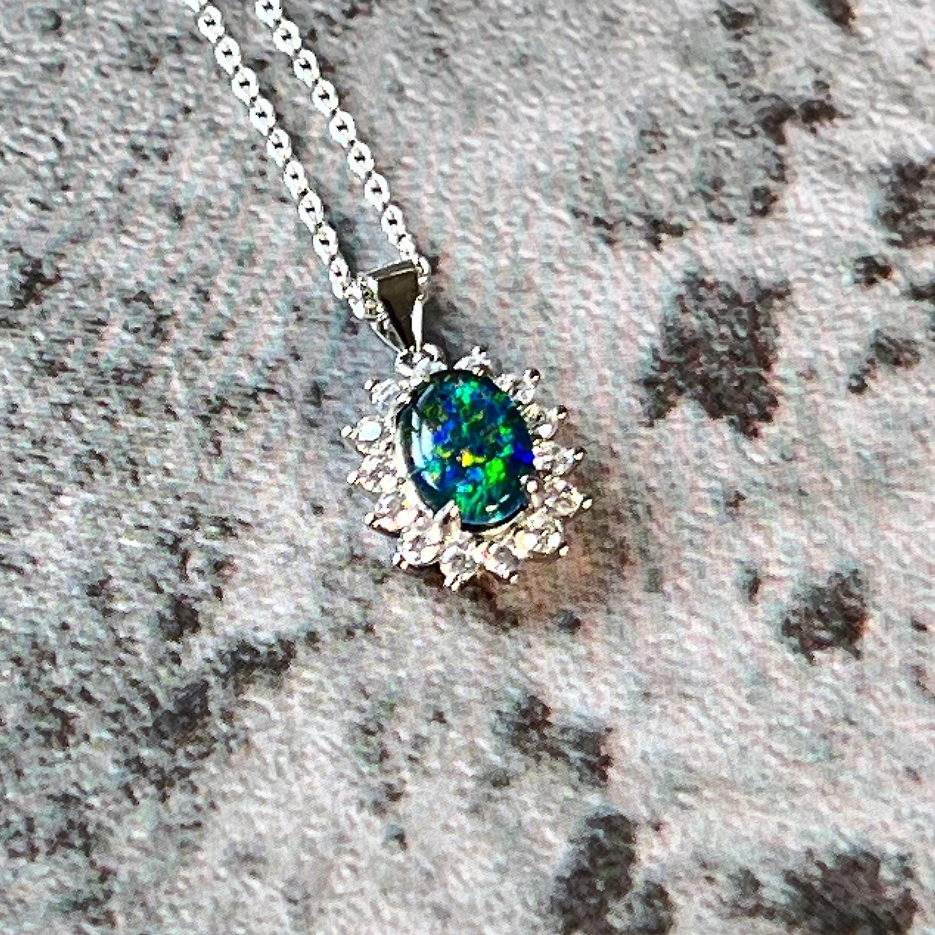 Sterling Silver Opal triplet cluster pendant - Masterpiece Jewellery Opal & Gems Sydney Australia | Online Shop