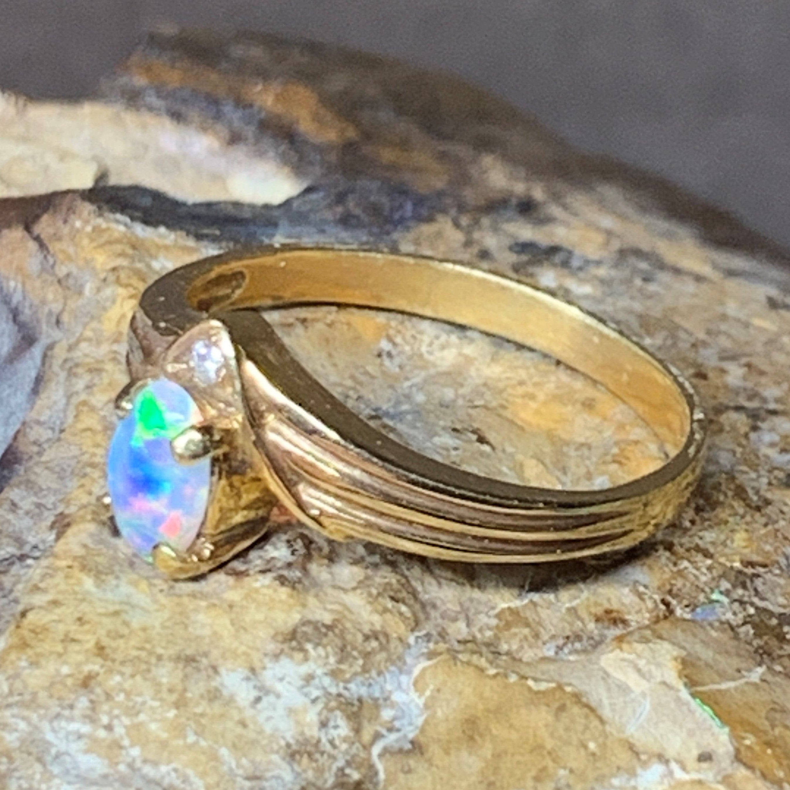 18kt Yellow Gold Light Opal and Diamond ring - Masterpiece Jewellery Opal & Gems Sydney Australia | Online Shop