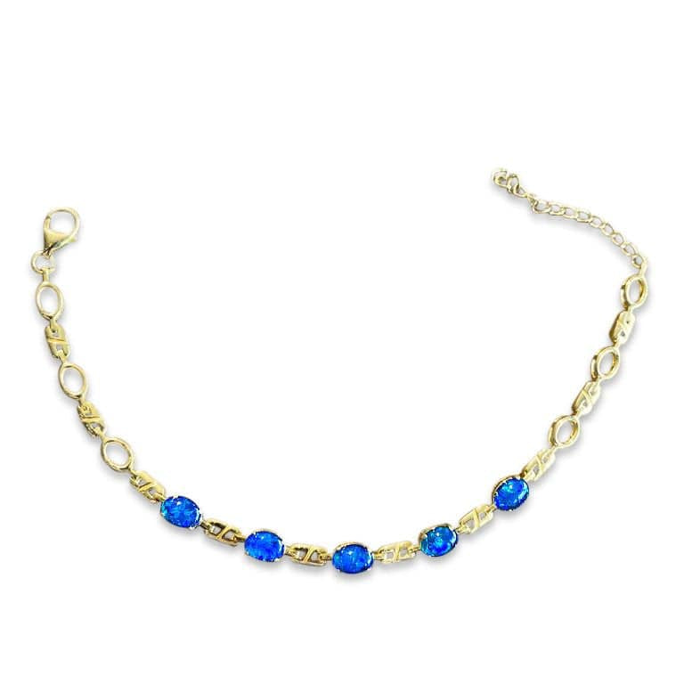 Sterling Silver Gold plated bracelet set with Australian Opal triplet - Masterpiece Jewellery Opal & Gems Sydney Australia | Online Shop