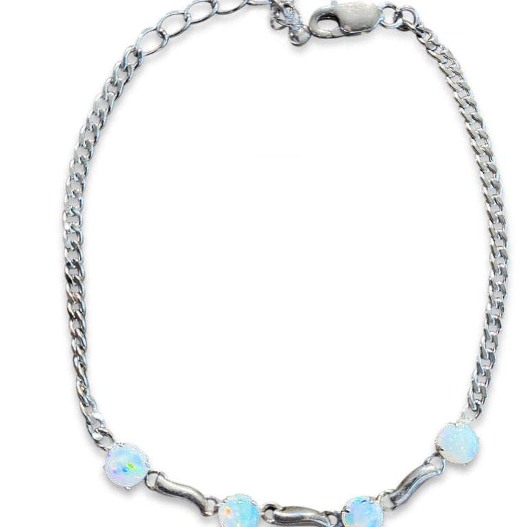 Sterling Sliver bracelet set with 4 South Australian white opal - Masterpiece Jewellery Opal & Gems Sydney Australia | Online Shop