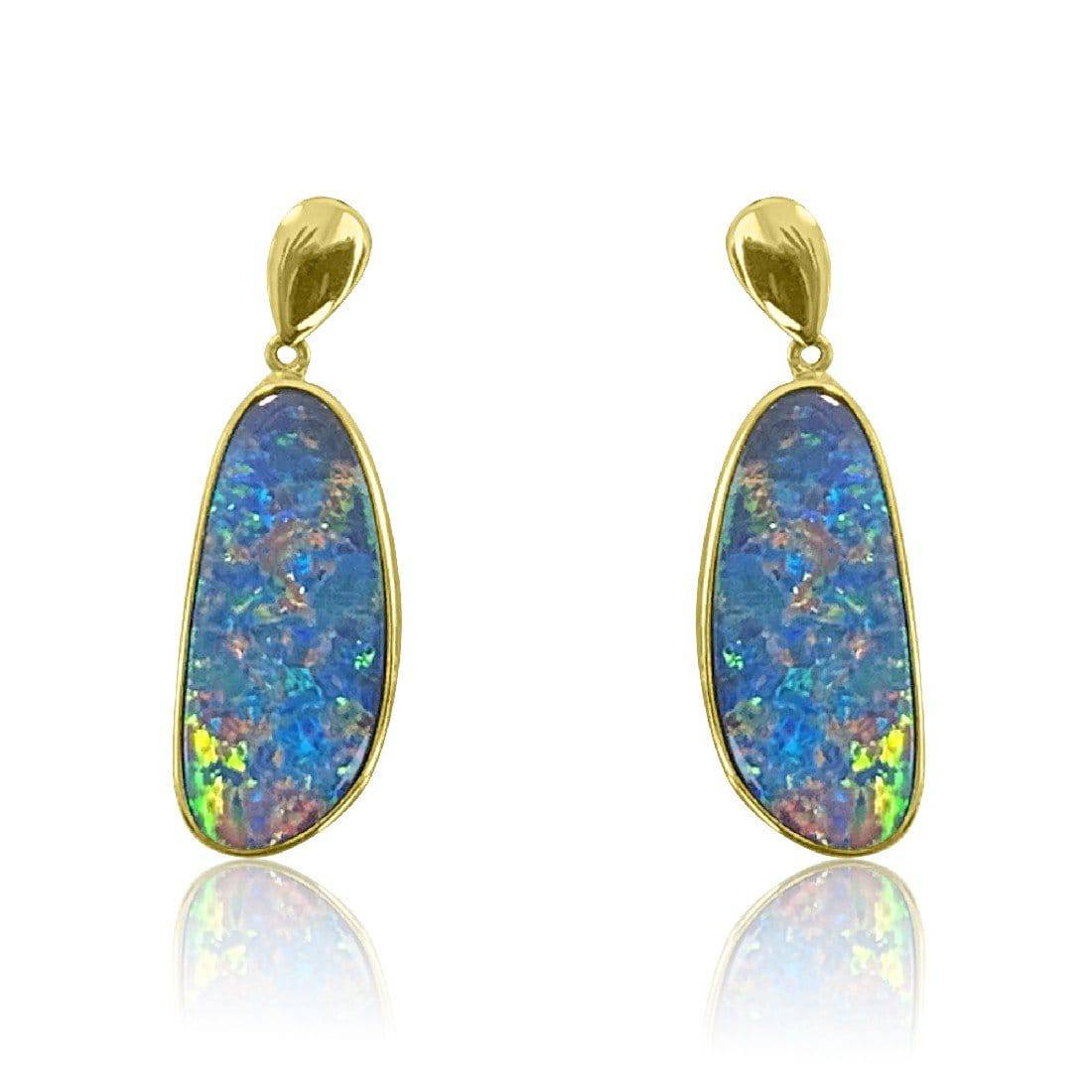 14kt Yellow Gold Opal dangling earrings - Masterpiece Jewellery Opal & Gems Sydney Australia | Online Shop