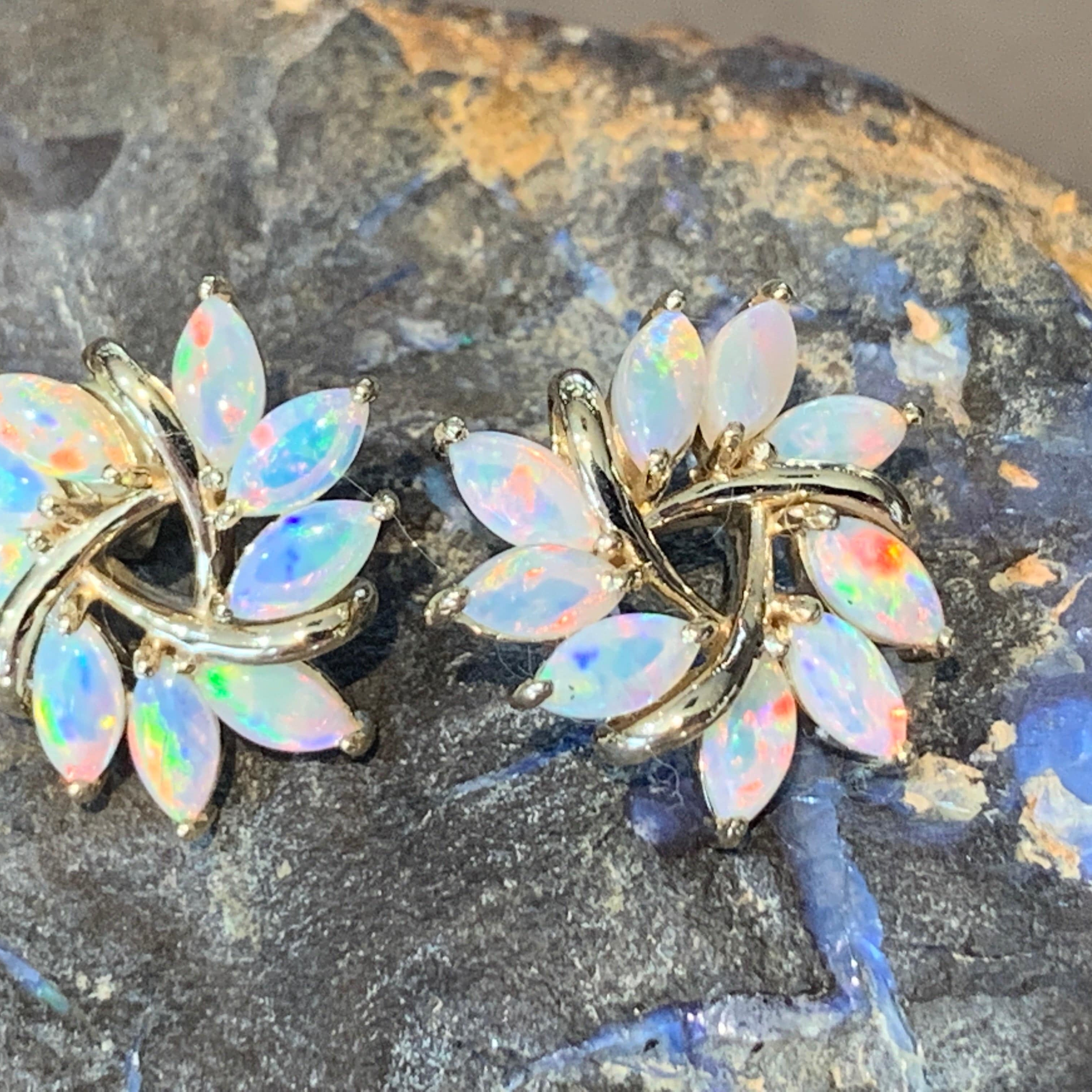 14kt Yellow Gold Opal designer earrings - Masterpiece Jewellery Opal & Gems Sydney Australia | Online Shop