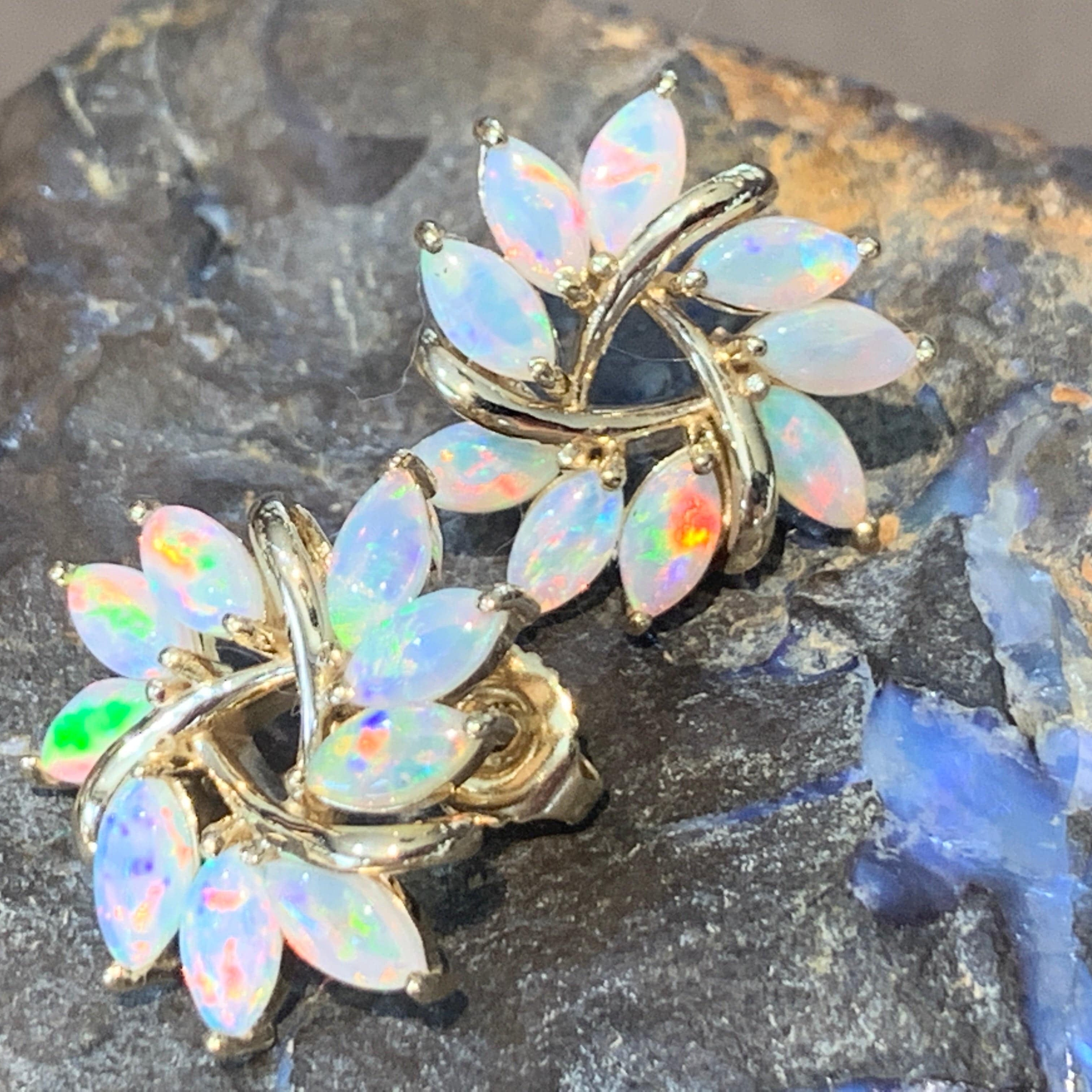14kt Yellow Gold Opal designer earrings - Masterpiece Jewellery Opal & Gems Sydney Australia | Online Shop