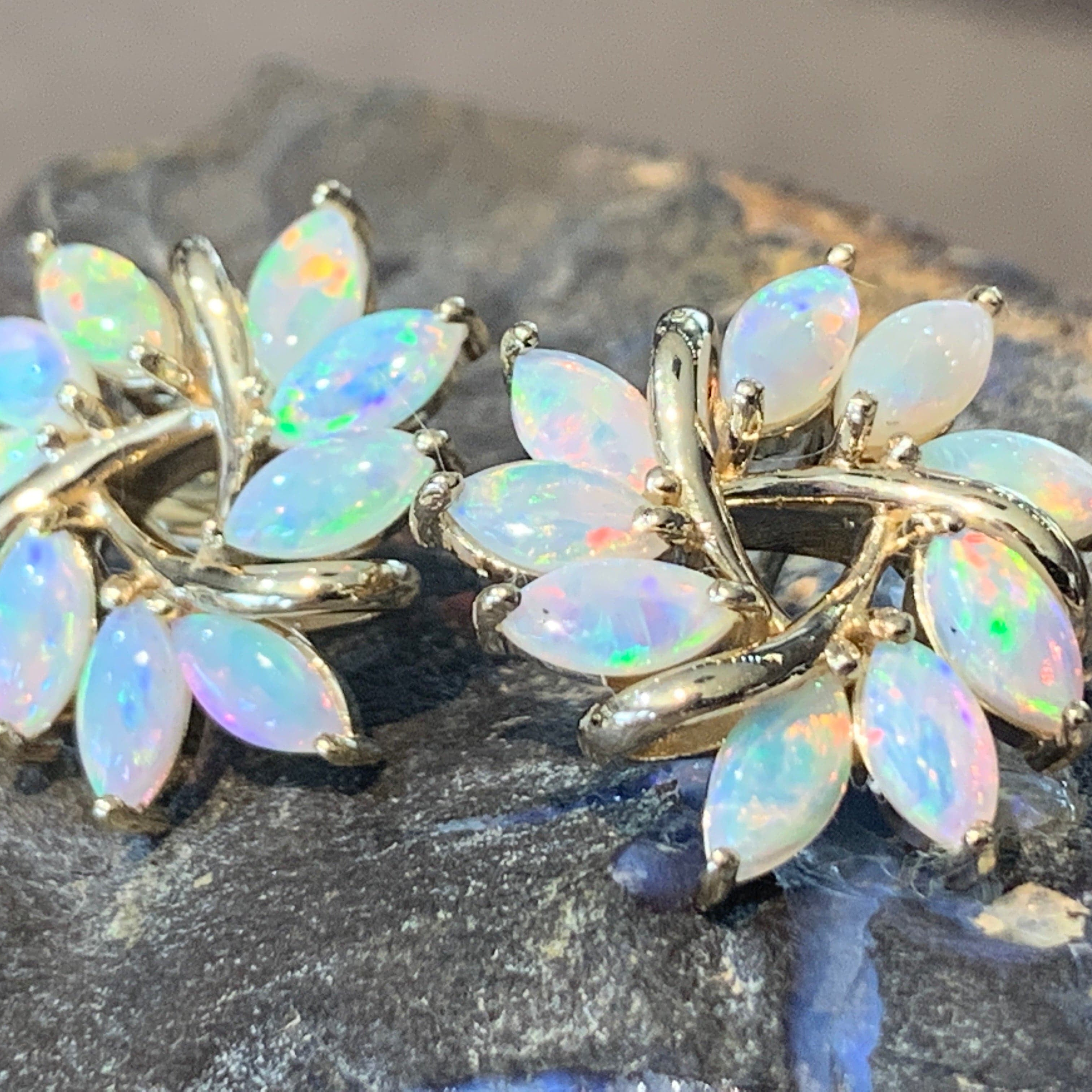 14kt Yellow Gold Opal designer earrings - Masterpiece Jewellery Opal & Gems Sydney Australia | Online Shop