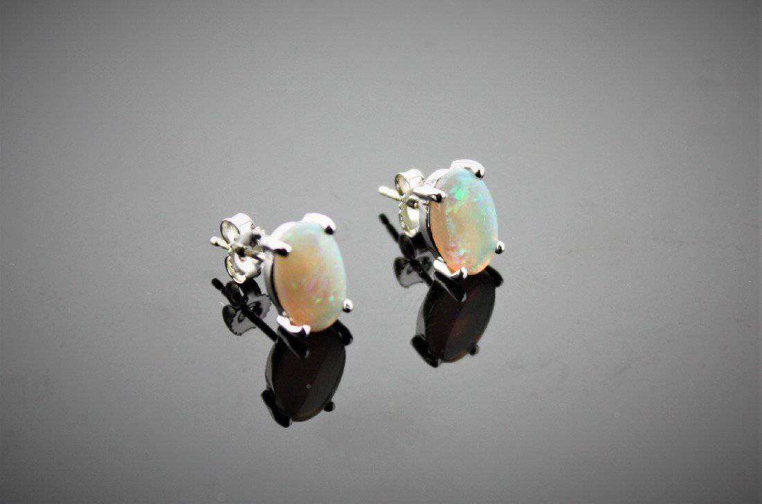 9kt White Gold Opal studs 2.26ct - Masterpiece Jewellery Opal & Gems Sydney Australia | Online Shop