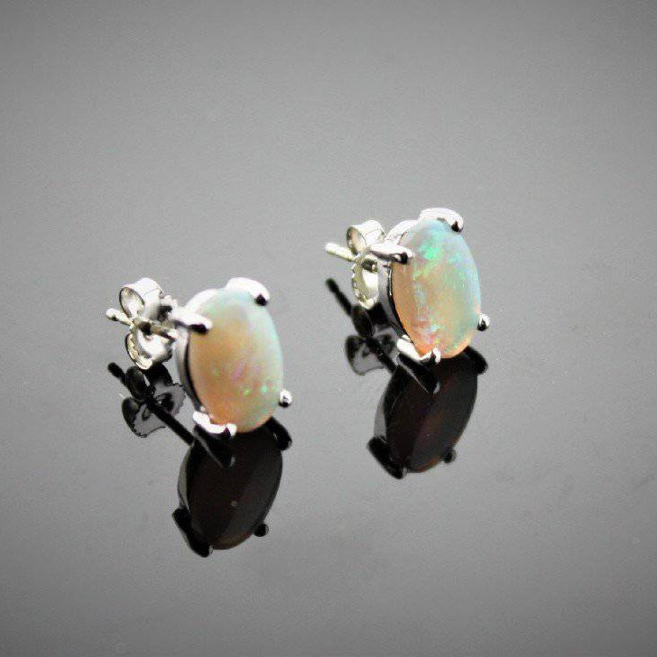 9kt White Gold Opal studs 2.26ct - Masterpiece Jewellery Opal & Gems Sydney Australia | Online Shop