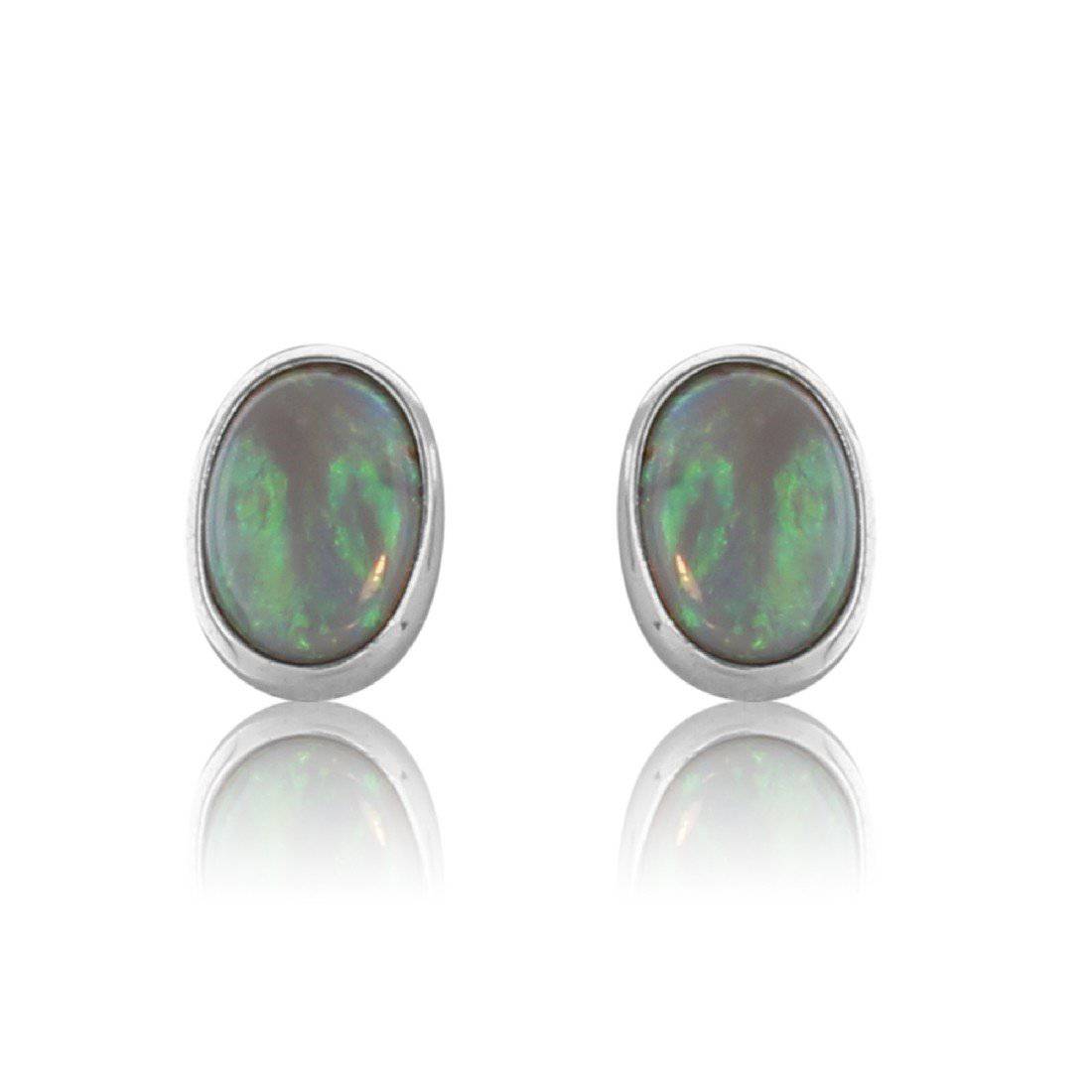 Sterling Silver Black Opal studs - Masterpiece Jewellery Opal & Gems Sydney Australia | Online Shop