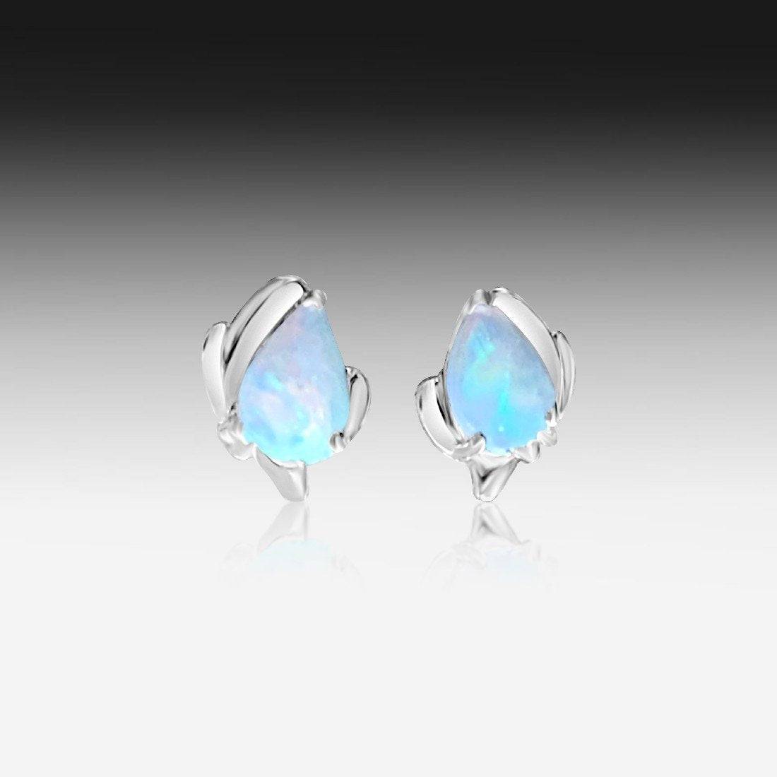 Sterling Silver Tear drop Opal studs - Masterpiece Jewellery Opal & Gems Sydney Australia | Online Shop