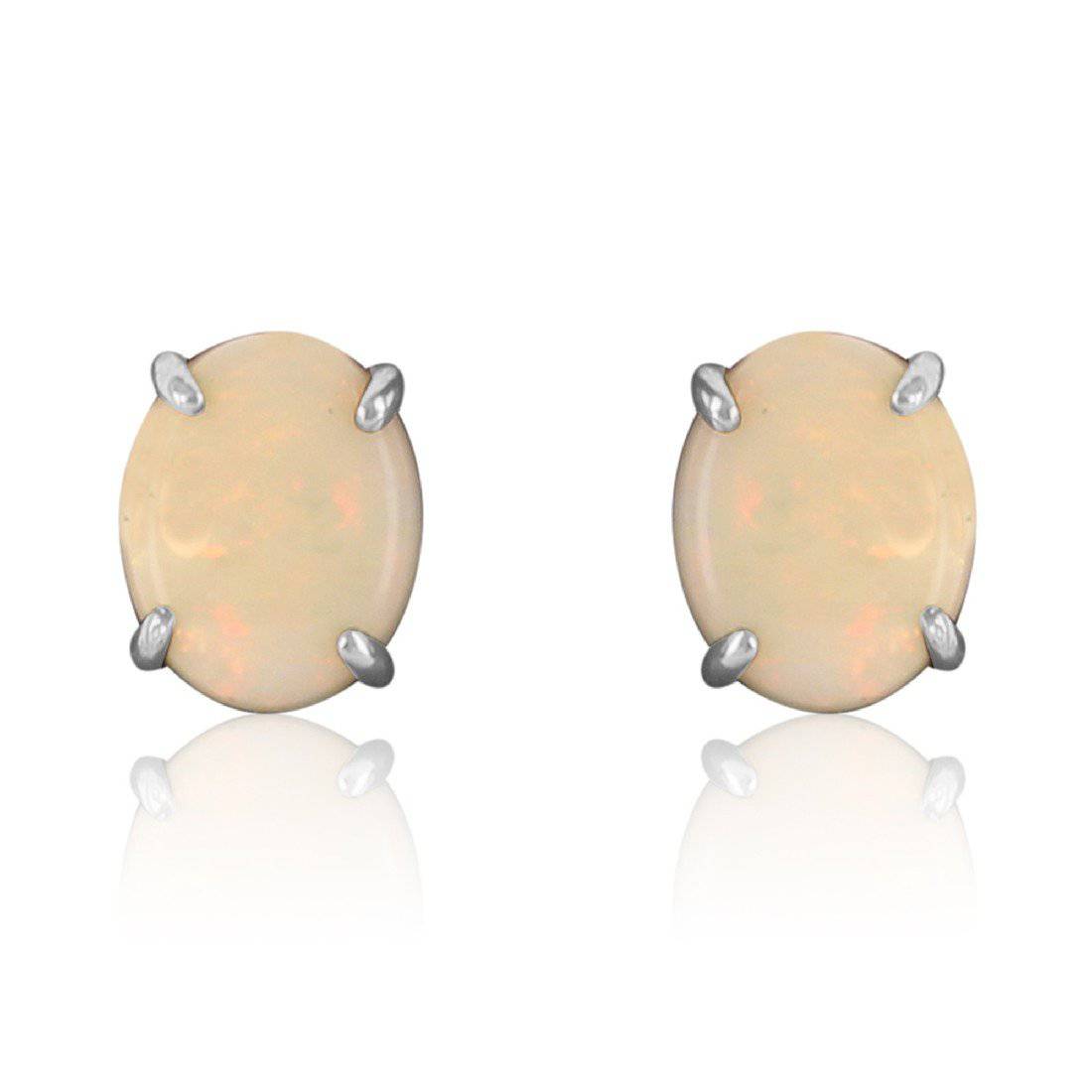 Sterling Silver White Opal studs - Masterpiece Jewellery Opal & Gems Sydney Australia | Online Shop