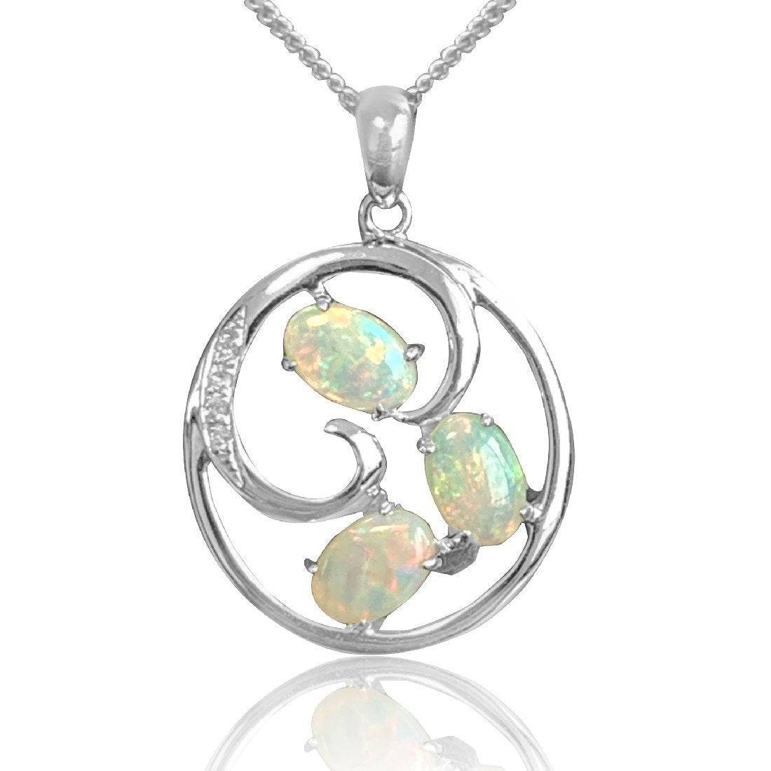 14kt White Gold Opal pendant - Masterpiece Jewellery Opal & Gems Sydney Australia | Online Shop