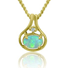 14kt Yellow Gold Opal and Diamond pendant - Masterpiece Jewellery Opal & Gems Sydney Australia | Online Shop