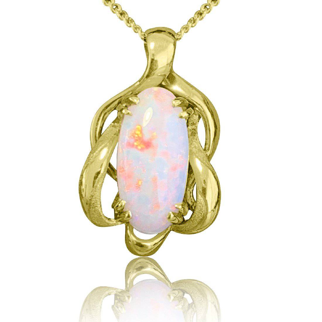 14kt Yellow Gold White Opal pendant - Masterpiece Jewellery Opal & Gems Sydney Australia | Online Shop