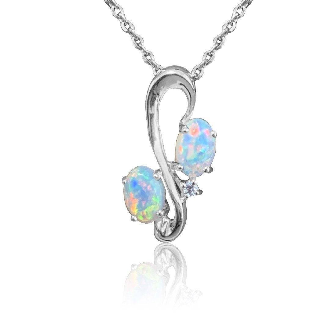 18kt White Gold Opal and Diamond pendant - Masterpiece Jewellery Opal & Gems Sydney Australia | Online Shop