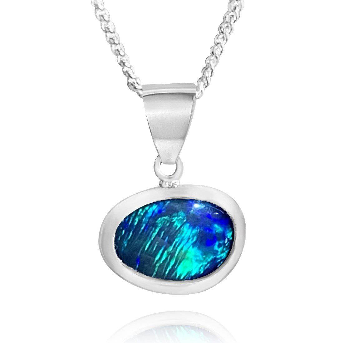 9kt White Gold Black Opal pendant - Masterpiece Jewellery Opal & Gems Sydney Australia | Online Shop