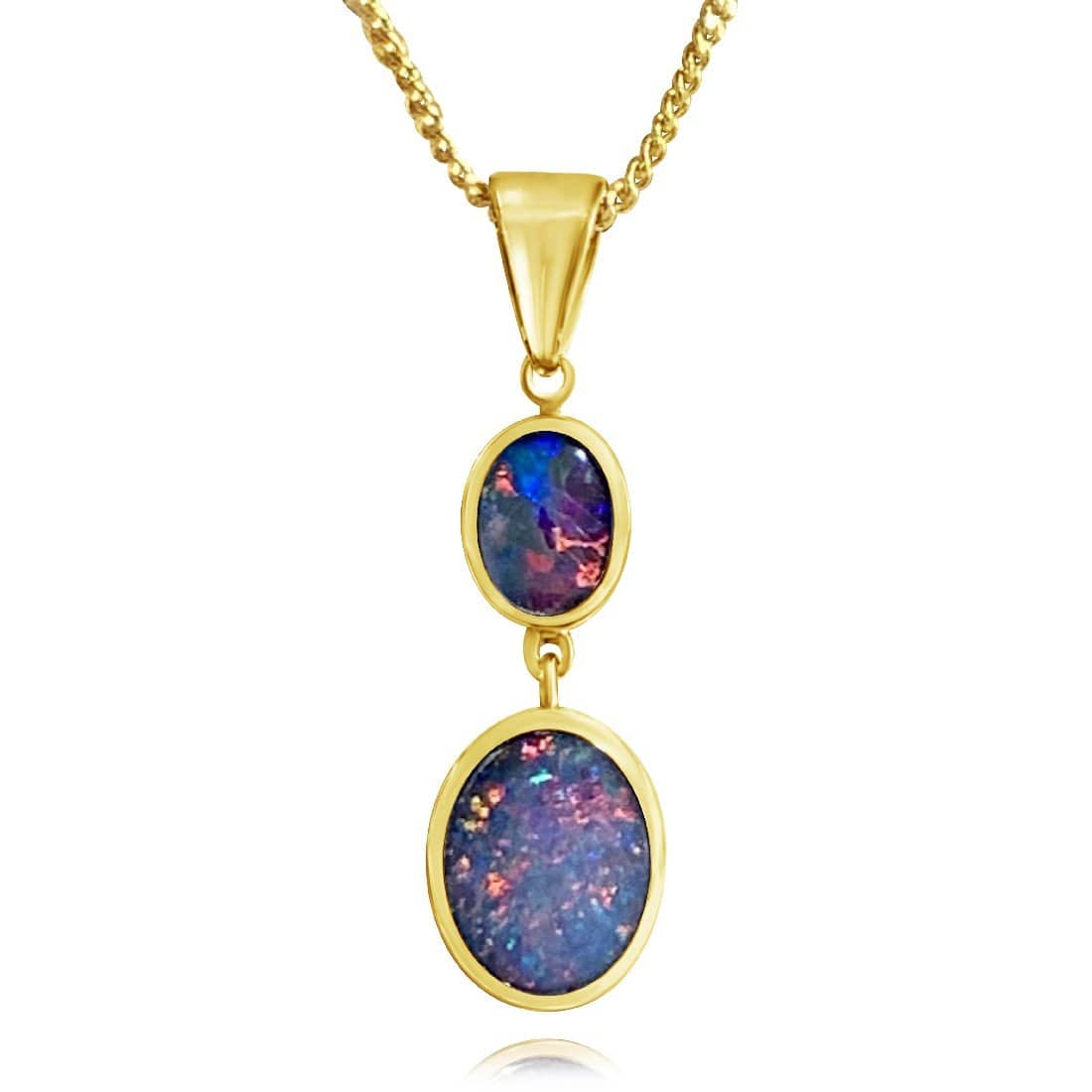 9kt Yellow Gold Black Opal pendant - Masterpiece Jewellery Opal & Gems Sydney Australia | Online Shop