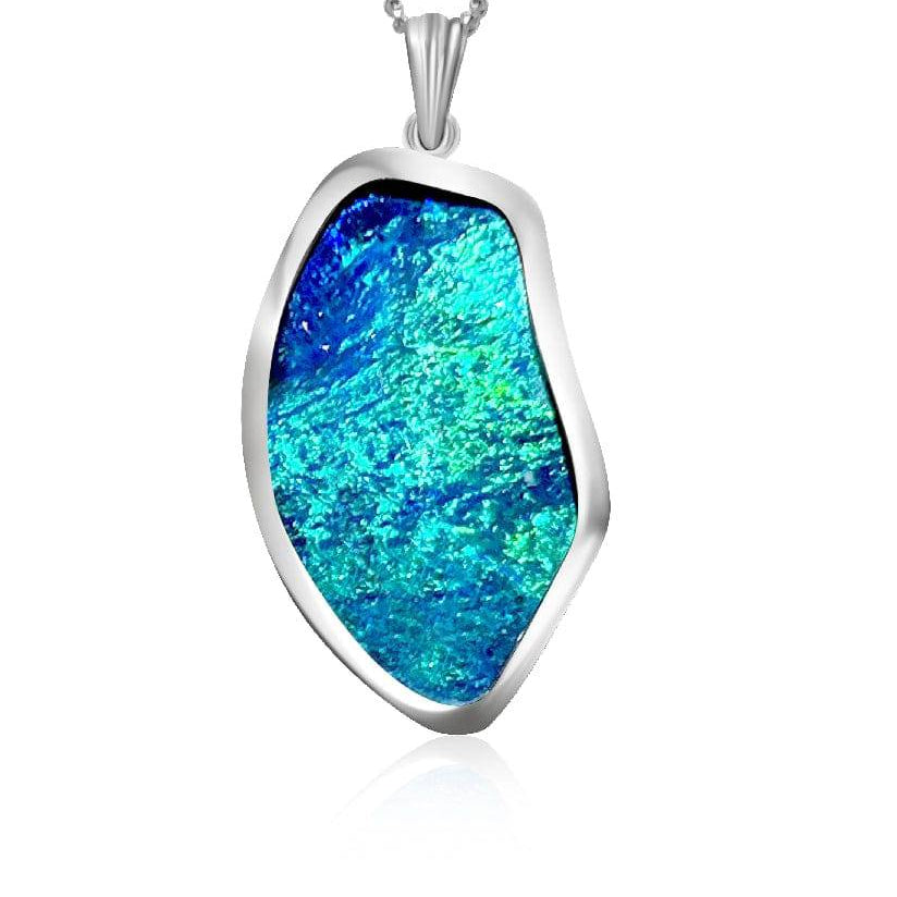 18KT WHITE GOLD BOULDER OPAL 46CT PENDANT - Masterpiece Jewellery Opal & Gems Sydney Australia | Online Shop