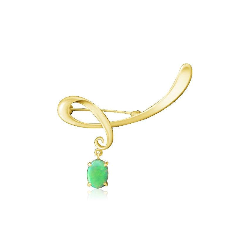 18kt Yellow Gold Brooch with Black Opal - Masterpiece Jewellery Opal & Gems Sydney Australia | Online Shop
