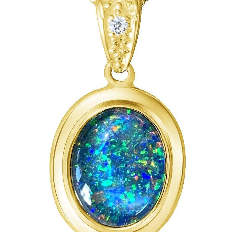 One Sterling Silver Gold Plated Opal triplet pendant - Masterpiece Jewellery Opal & Gems Sydney Australia | Online Shop