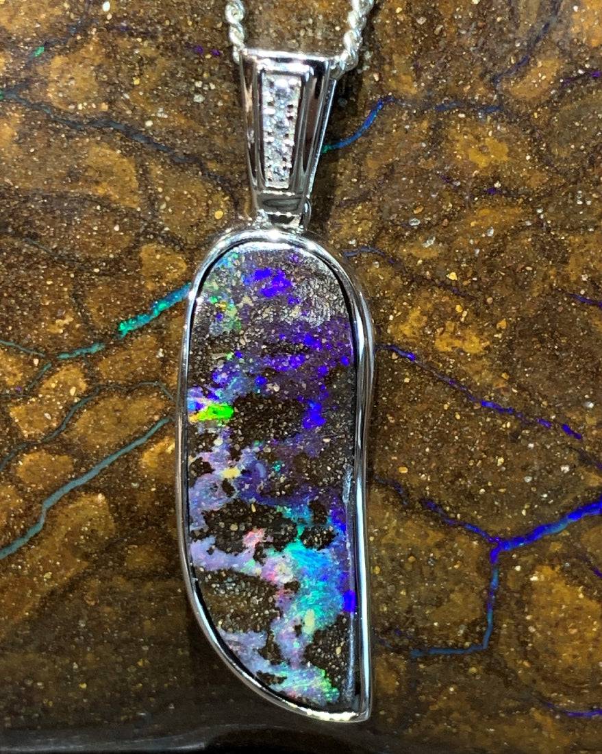 Sterling Silver Boulder Opal pendant - Masterpiece Jewellery Opal & Gems Sydney Australia | Online Shop