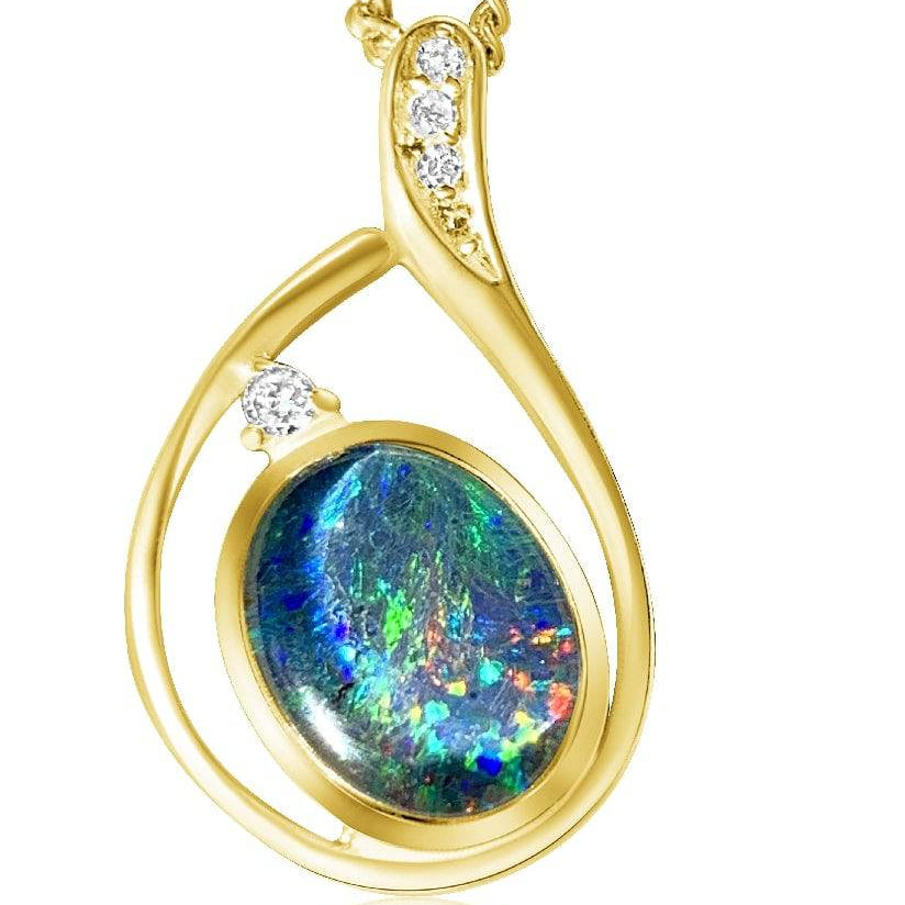 Sterling Silver Gold Plated 10x8mm Opal triplet pendant 2 - Masterpiece Jewellery Opal & Gems Sydney Australia | Online Shop