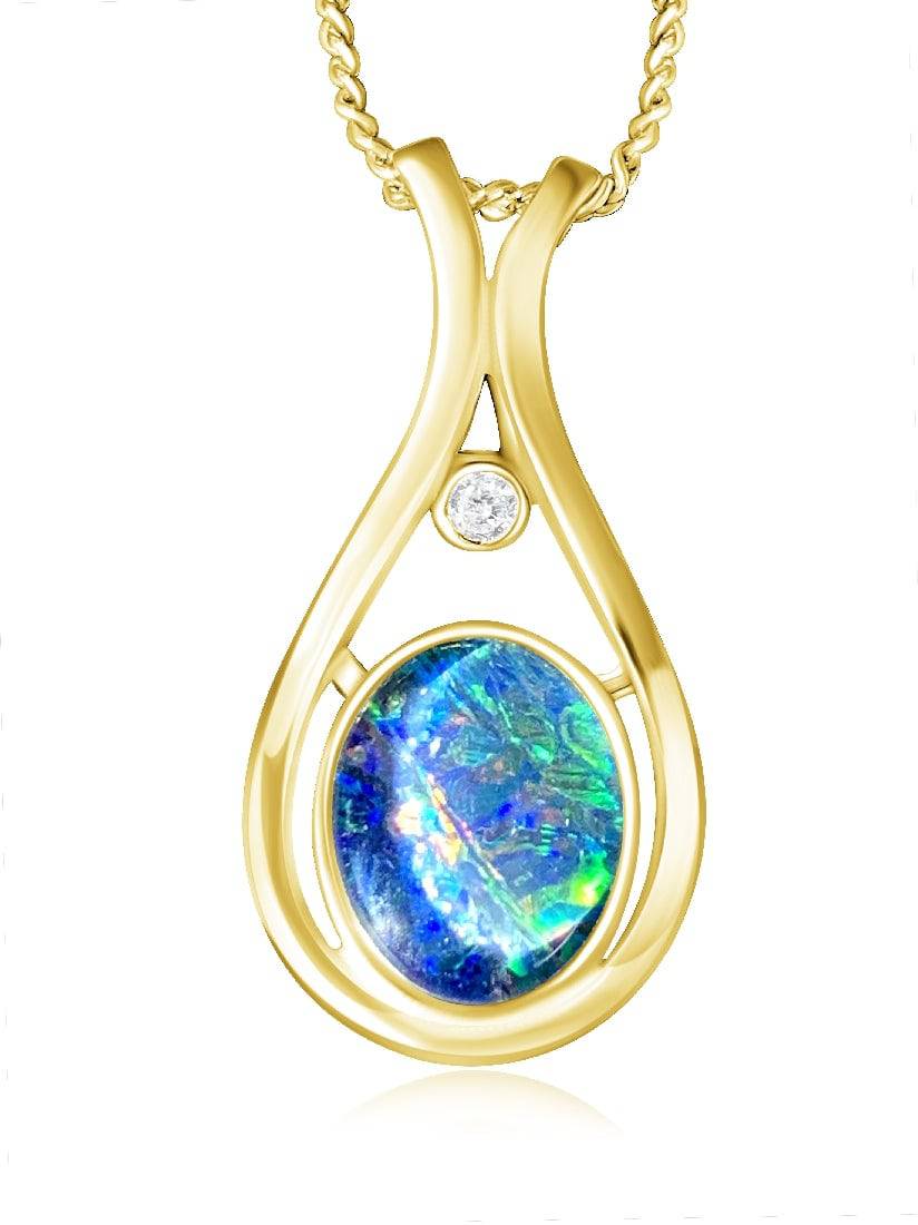 Sterling Silver Gold Plated 10x8mm Opal triplet pendant - Masterpiece Jewellery Opal & Gems Sydney Australia | Online Shop