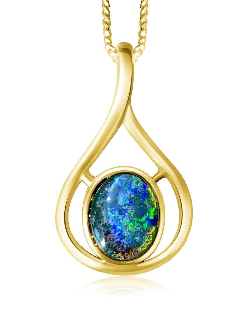 Sterling Silver Gold Plated Opal triplet pendant - Masterpiece Jewellery Opal & Gems Sydney Australia | Online Shop