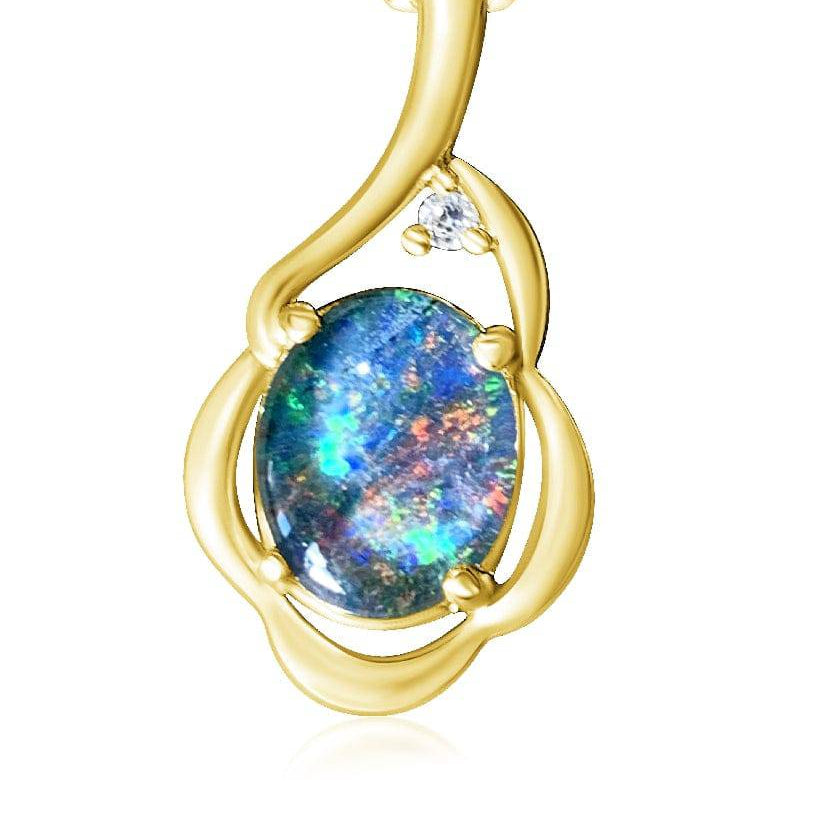 Sterling Silver Gold Plated Opal triplet pendant 4 - Masterpiece Jewellery Opal & Gems Sydney Australia | Online Shop