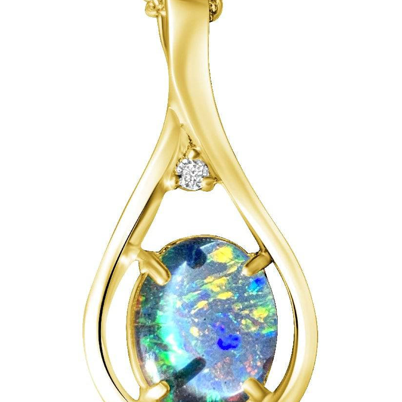 Sterling Silver Gold Plated Opal triplet pendant 6 - Masterpiece Jewellery Opal & Gems Sydney Australia | Online Shop