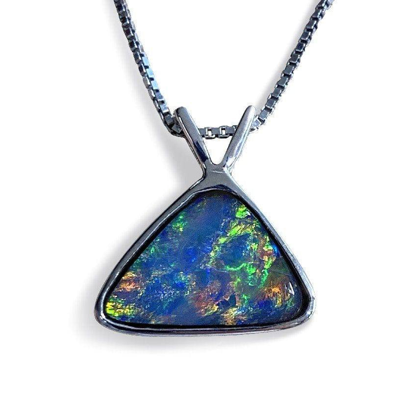 Sterling Silver Black Opal doublet pendant - Masterpiece Jewellery Opal & Gems Sydney Australia | Online Shop