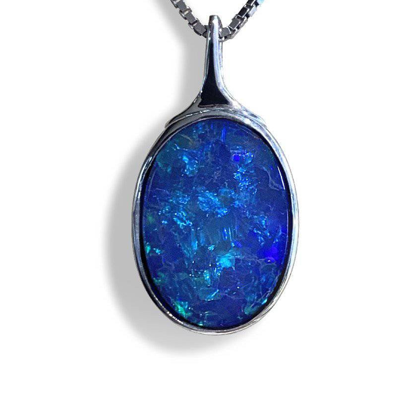 Sterling Silver Black Opal doublet pendant - Masterpiece Jewellery Opal & Gems Sydney Australia | Online Shop