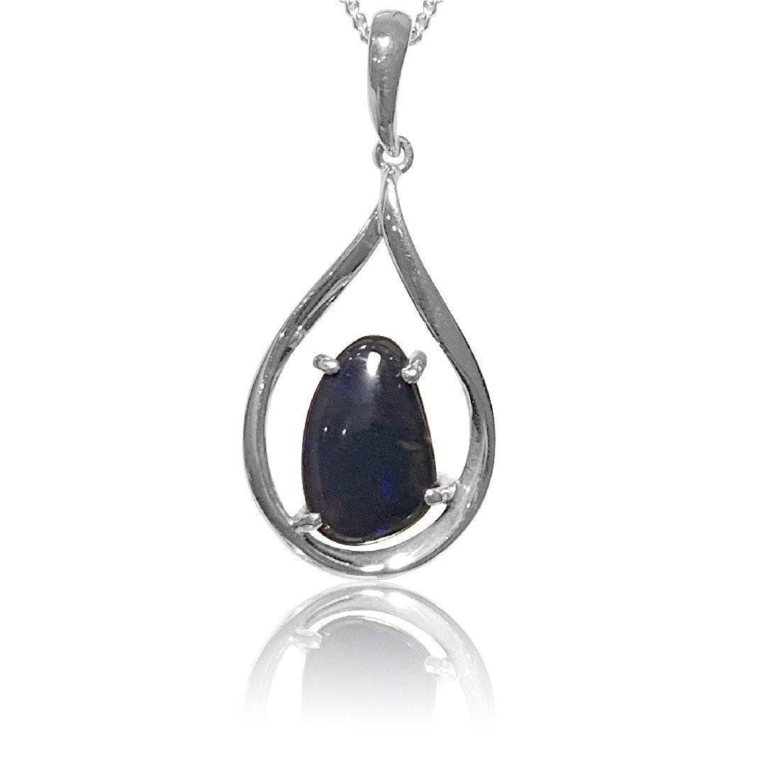 Sterling Silver Black Opal pendant - Masterpiece Jewellery Opal & Gems Sydney Australia | Online Shop