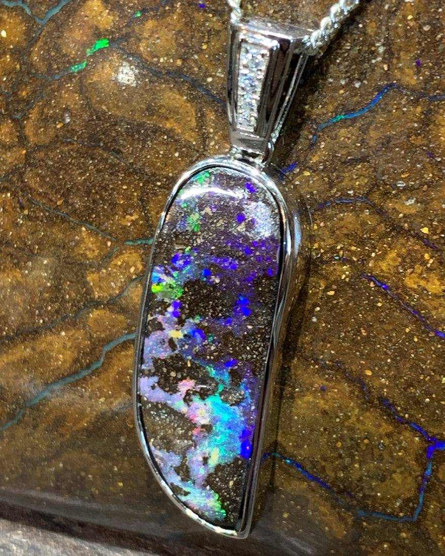 Sterling Silver Boulder Opal pendant - Masterpiece Jewellery Opal & Gems Sydney Australia | Online Shop