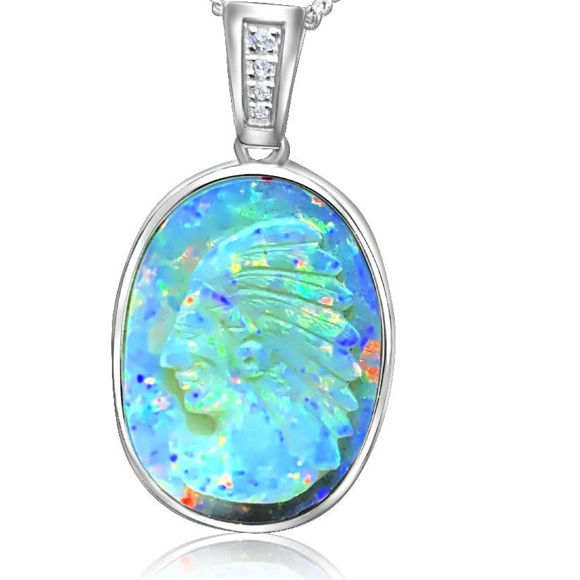 Sterling Silver carved Opal pendant - Masterpiece Jewellery Opal & Gems Sydney Australia | Online Shop