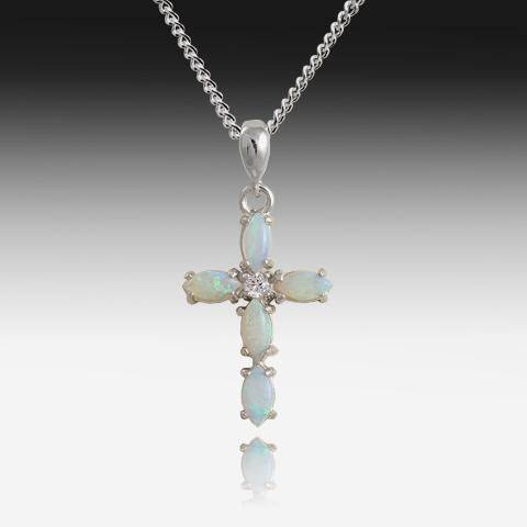 Sterling SIlver Opal cross - Masterpiece Jewellery Opal & Gems Sydney Australia | Online Shop