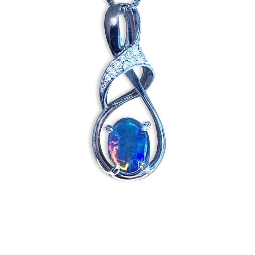 Sterling Silver pendant with Australian Triplet Opal and cubic zirconia - Masterpiece Jewellery Opal & Gems Sydney Australia | Online Shop