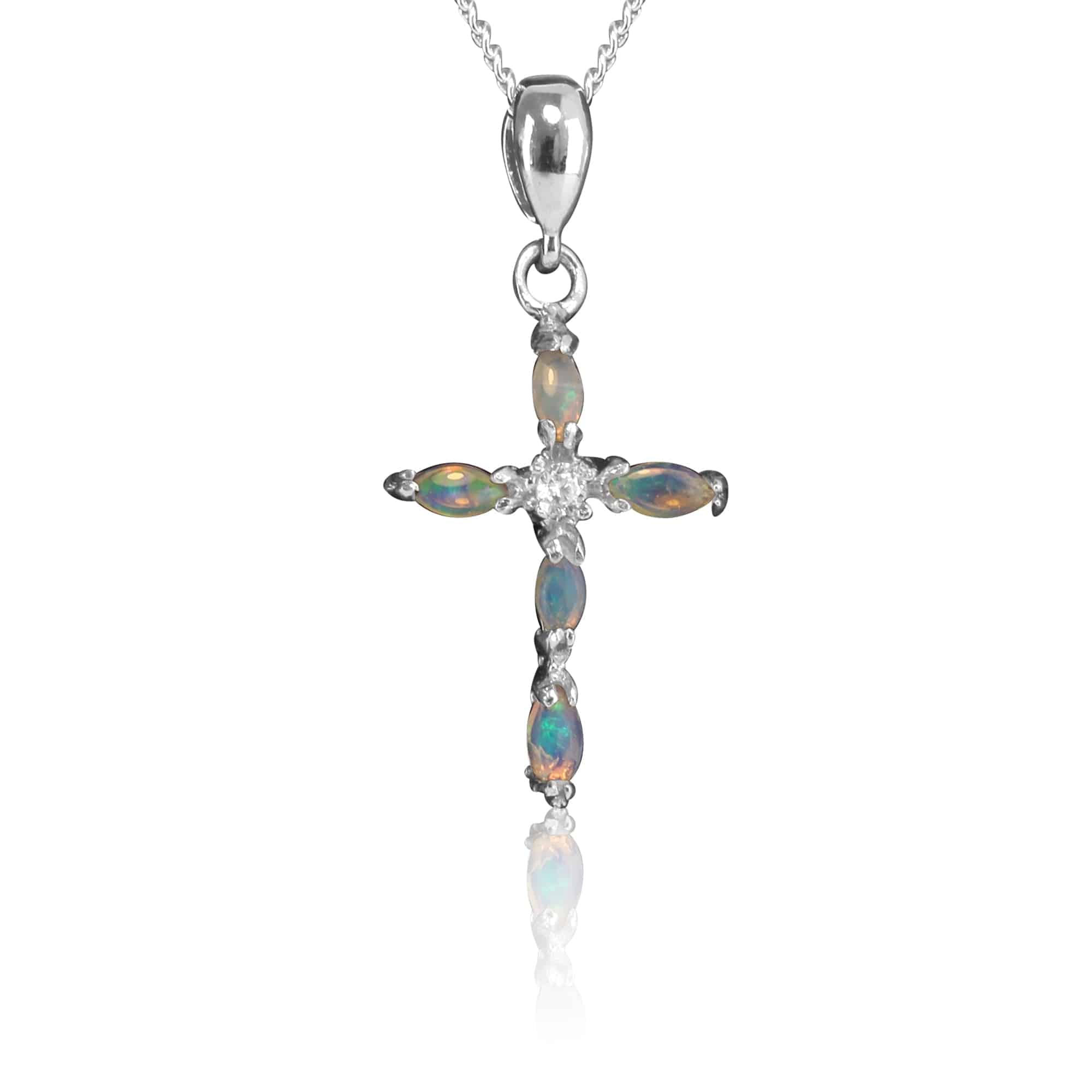 Sterling Silver White Opal cross - Masterpiece Jewellery Opal & Gems Sydney Australia | Online Shop