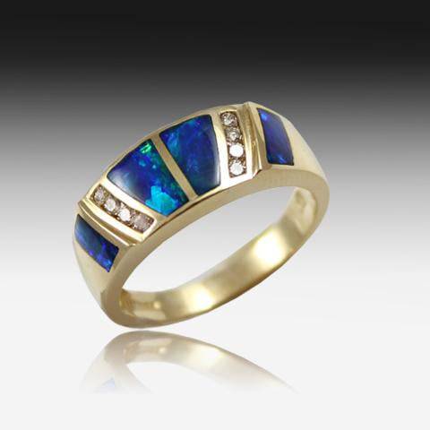 14K OPAL AND DIAMOND INLAY RING - Masterpiece Jewellery Opal & Gems Sydney Australia | Online Shop
