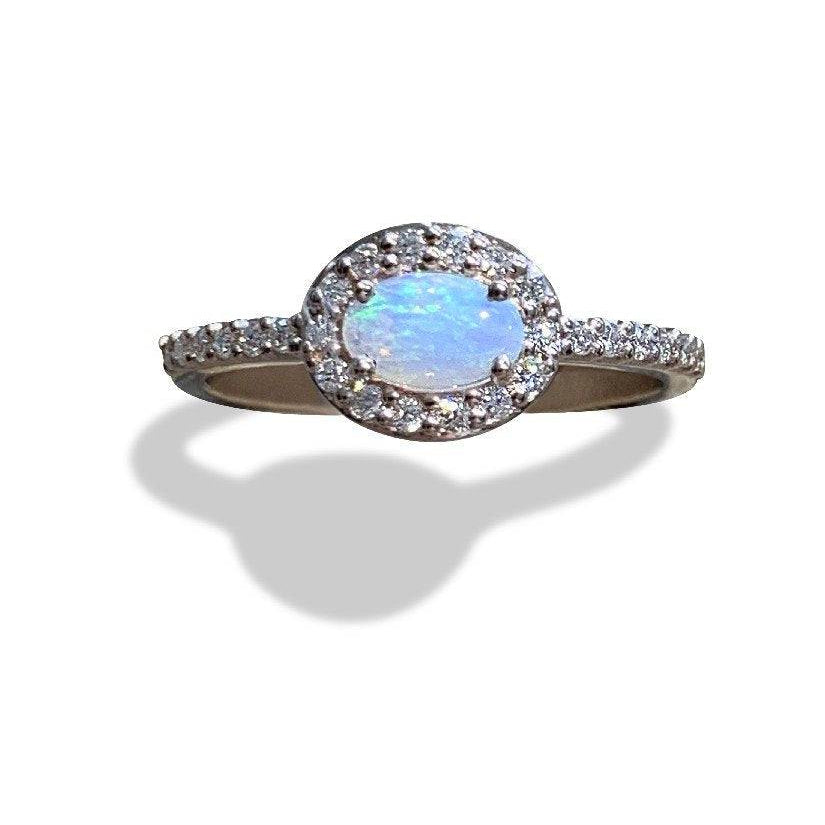 14kt Rose Gold Opal and Diamond ring - Masterpiece Jewellery Opal & Gems Sydney Australia | Online Shop