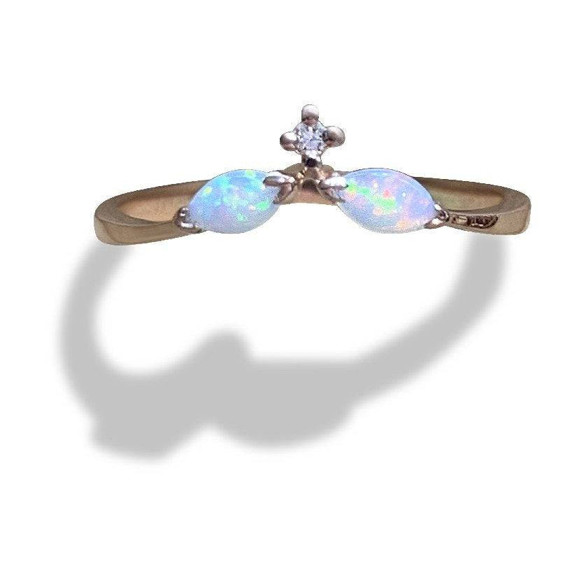 14kt Rose Gold Opal and Diamond ring - Masterpiece Jewellery Opal & Gems Sydney Australia | Online Shop