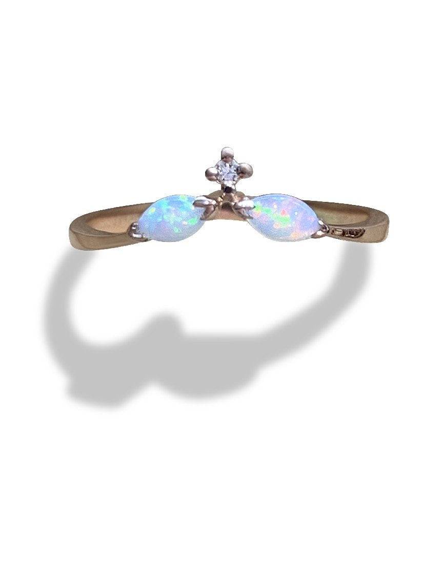 14kt Rose Gold Opal and Diamond ring - Masterpiece Jewellery Opal & Gems Sydney Australia | Online Shop