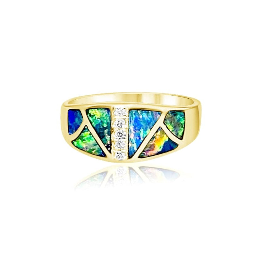 14Y opal inlay and diamond ring - Masterpiece Jewellery Opal & Gems Sydney Australia | Online Shop