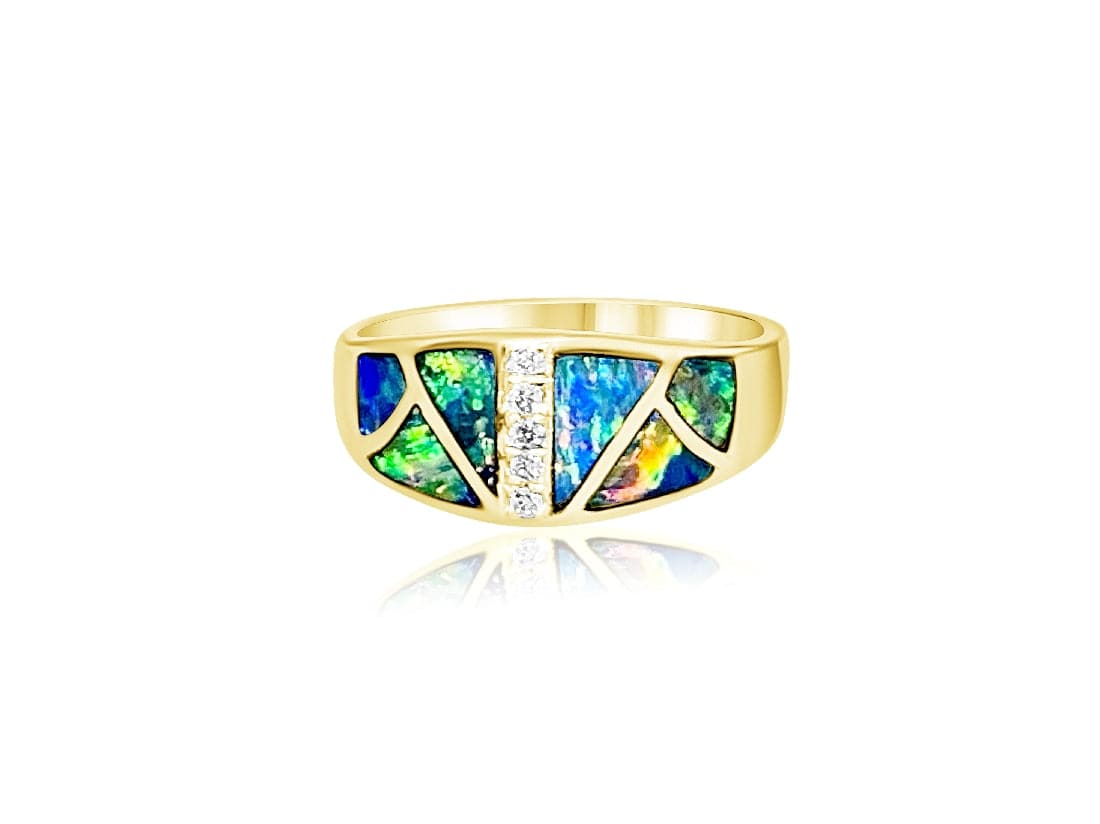 14Y opal inlay and diamond ring - Masterpiece Jewellery Opal & Gems Sydney Australia | Online Shop