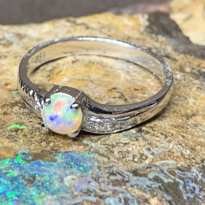 18kt White Gold Black Crystal Opal and Diamond ring - Masterpiece Jewellery Opal & Gems Sydney Australia | Online Shop