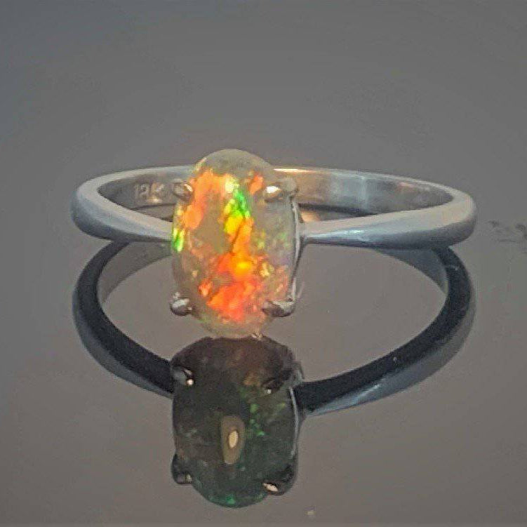 18kt White Gold Black Opal ring - Masterpiece Jewellery Opal & Gems Sydney Australia | Online Shop