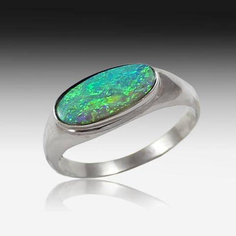 18kt White Gold Black Opal ring - Masterpiece Jewellery Opal & Gems Sydney Australia | Online Shop
