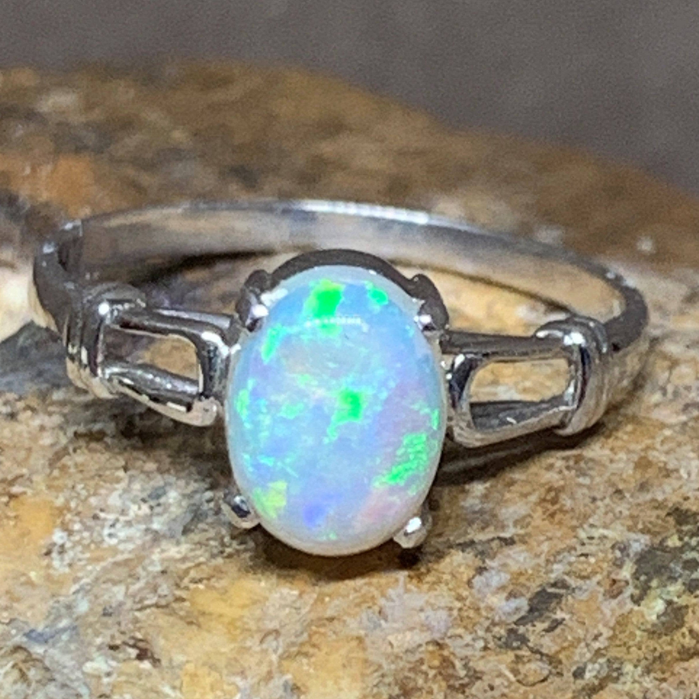 18kt White Gold Light Opal solitaire ring - Masterpiece Jewellery Opal & Gems Sydney Australia | Online Shop