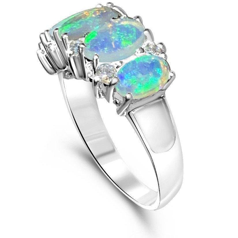 18kt White Gold Opal and Diamond ring - Masterpiece Jewellery Opal & Gems Sydney Australia | Online Shop