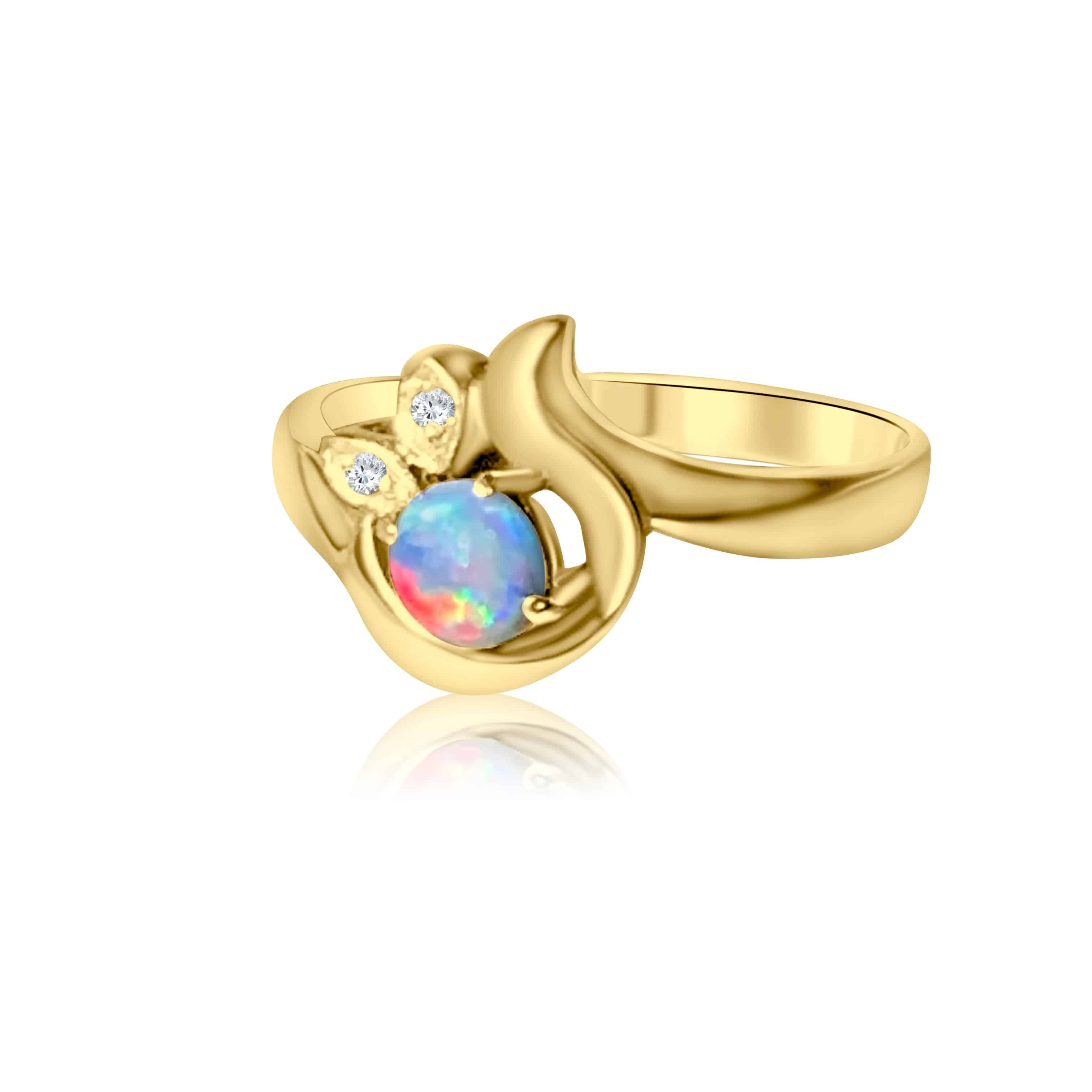 18kt Yellow Gold Black Opal and Diamond ring - Masterpiece Jewellery Opal & Gems Sydney Australia | Online Shop