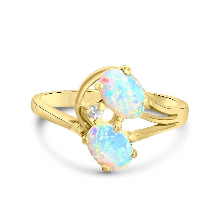18kt Yellow Gold double White Opal ring - Masterpiece Jewellery Opal & Gems Sydney Australia | Online Shop
