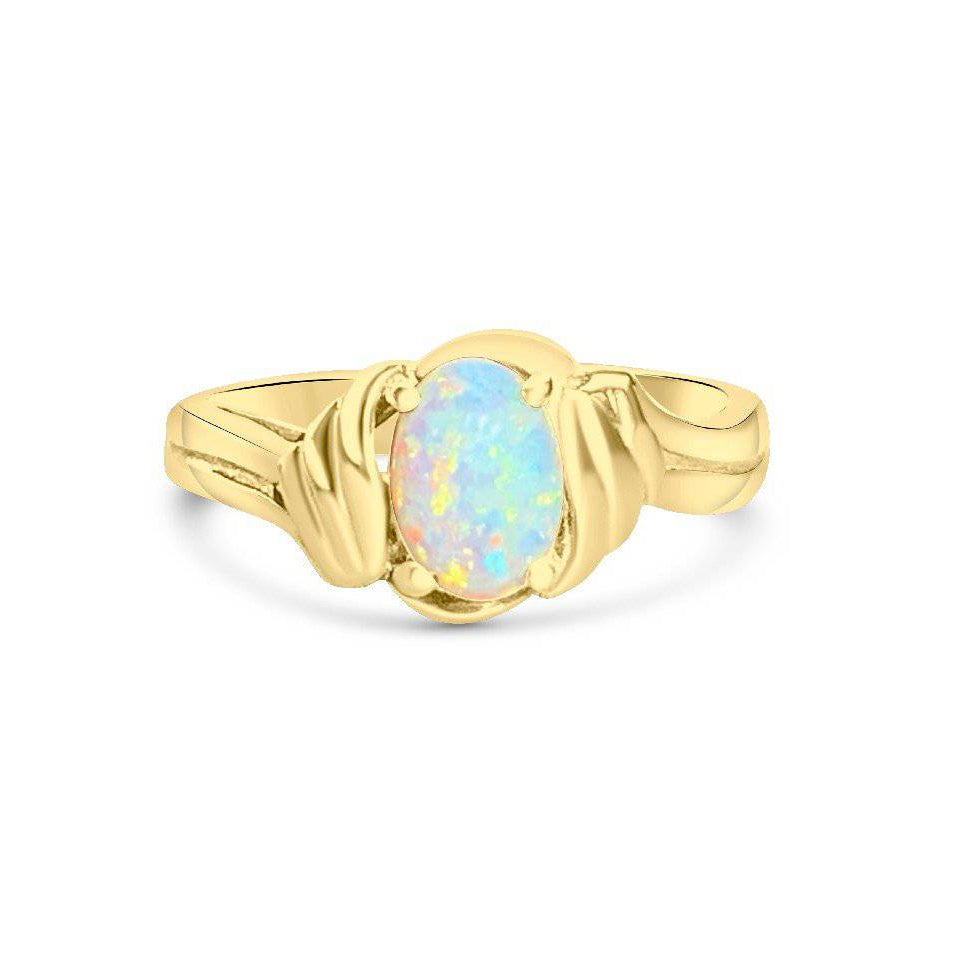 18kt Yellow Gold fancy solitaire Opal ring - Masterpiece Jewellery Opal & Gems Sydney Australia | Online Shop